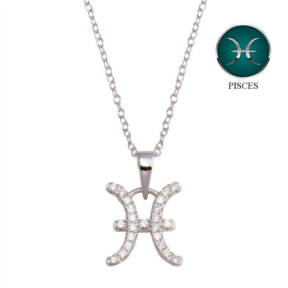 NEW STARLETTE women's pisces necklace with sparkling cz stones in silver